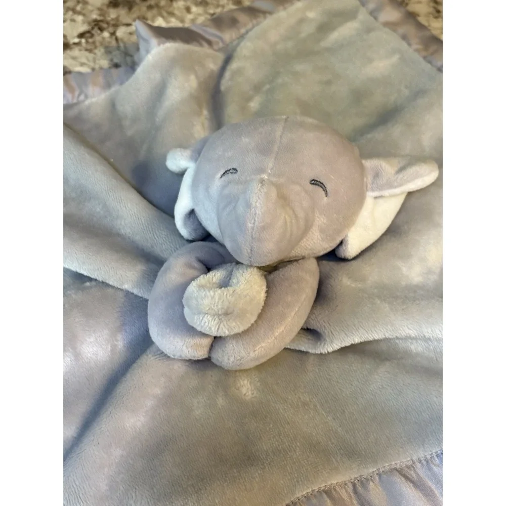 2016 Carter's Elephant Lovey Plush Animal Gray Grey‎ Satin Security Blanket